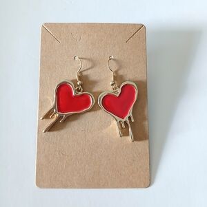Fashion Jewelry Red Heart Earrings